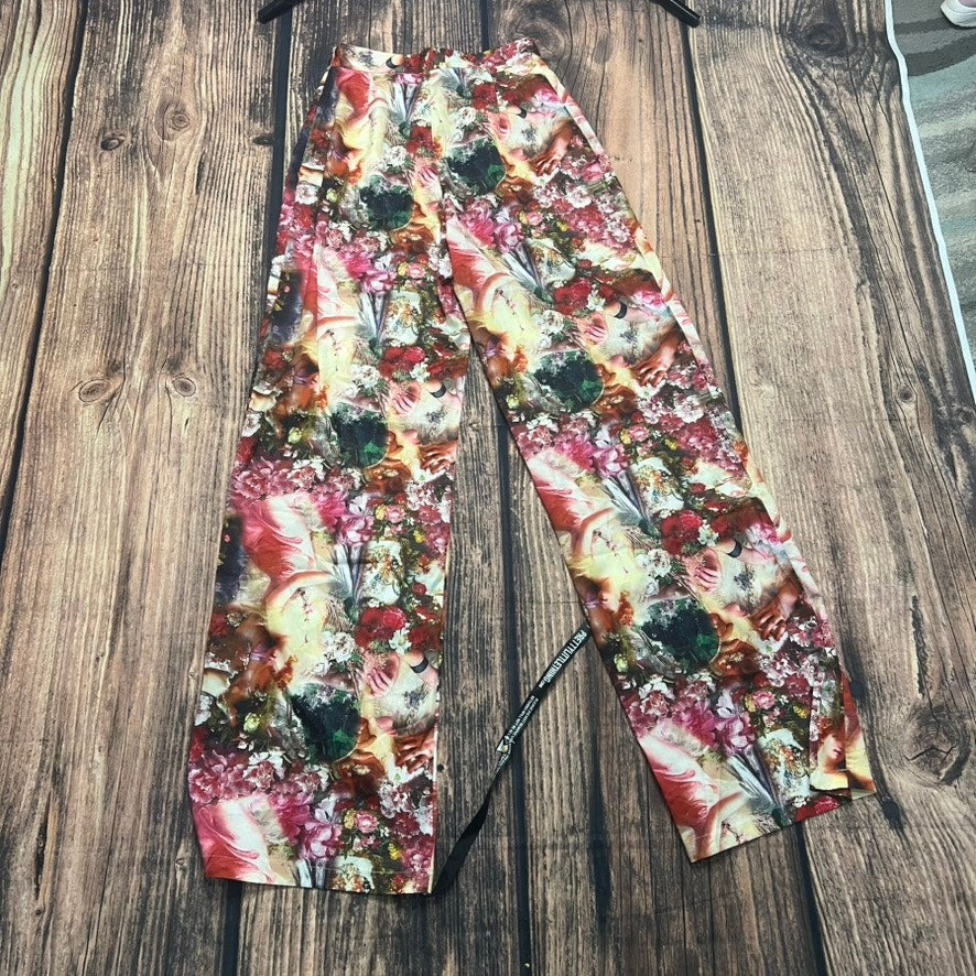 NWT PrettyLittleThing Women's Floral Wide-Leg Trousers Size 6 Multicolor