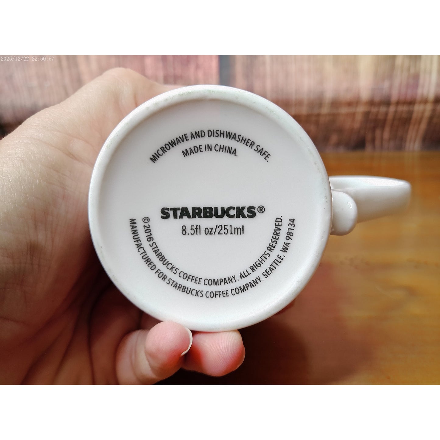 Starbucks Coffee Mug Cup 8.5 fl oz White Gray Scroll 2016
