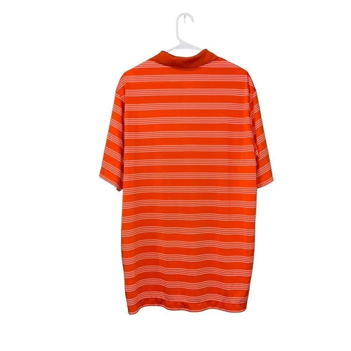 Nike Golf Polo Shirt Mens XL Orange Striped Short Sleeve Dri-FIT Tour