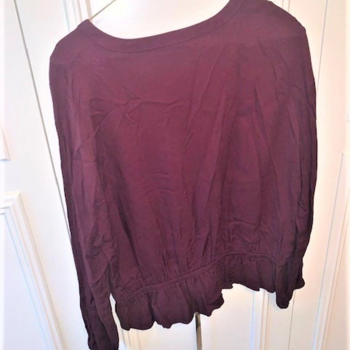 Jennifer Lopez maroon long sleeve blouse M