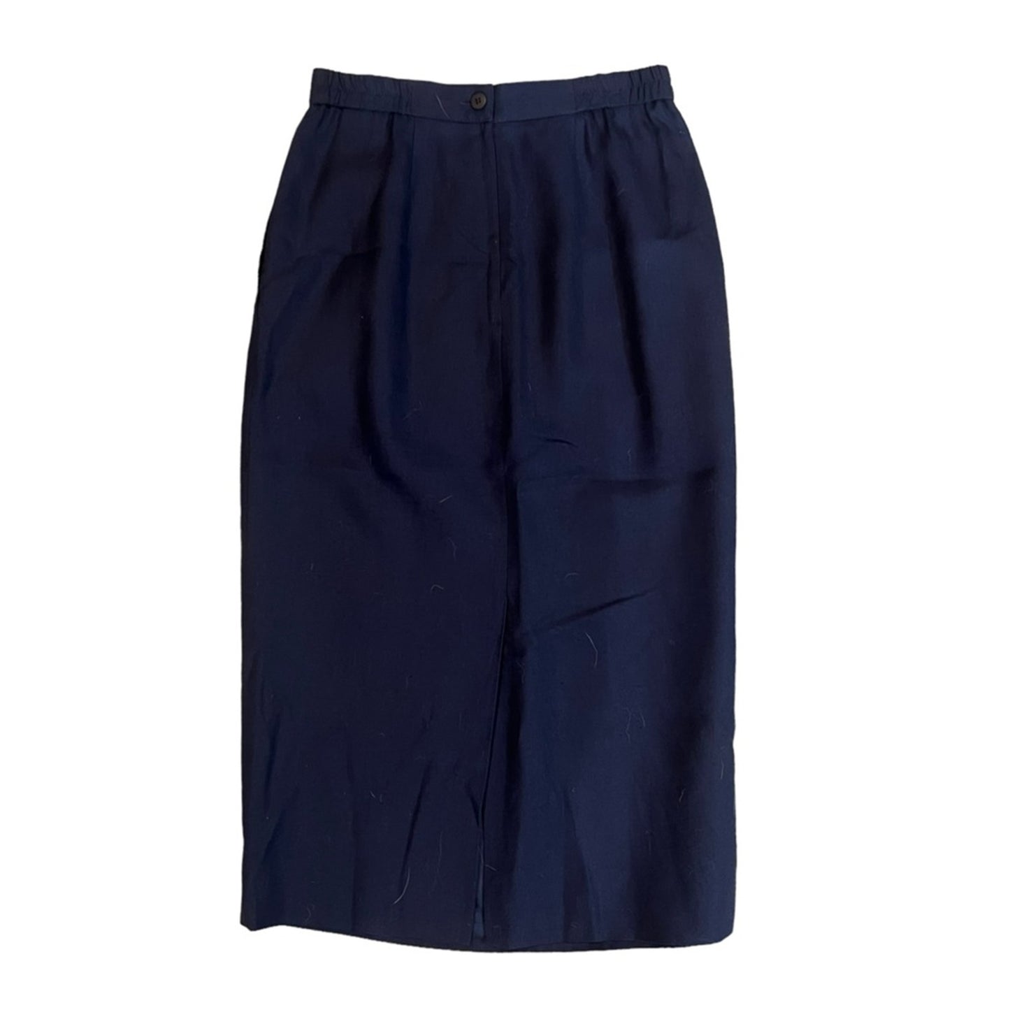 Talbots Petites Skirt Womens 6P Navy Blue Pleated Midi Lined Zip Closure