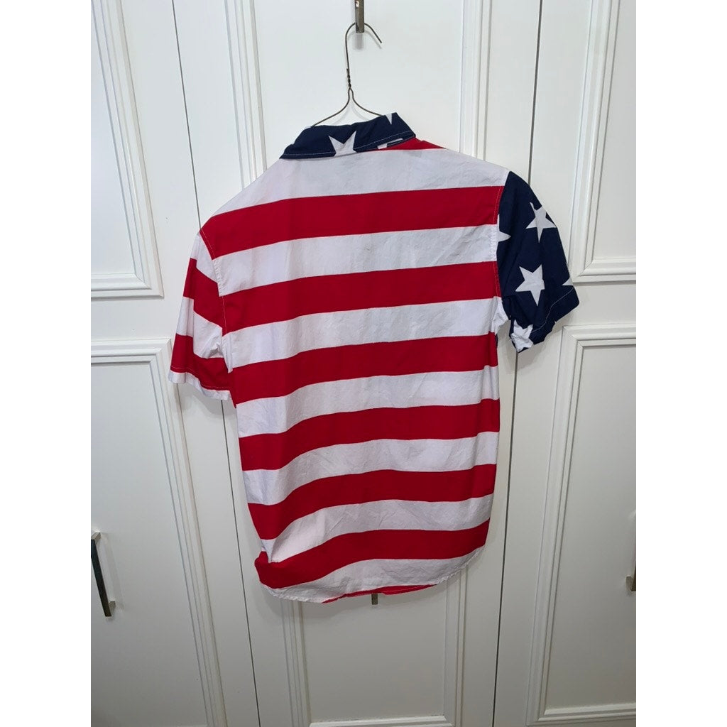 Fifth Sun Men's Medium American Flag Graphic Print Button-Up Shirt