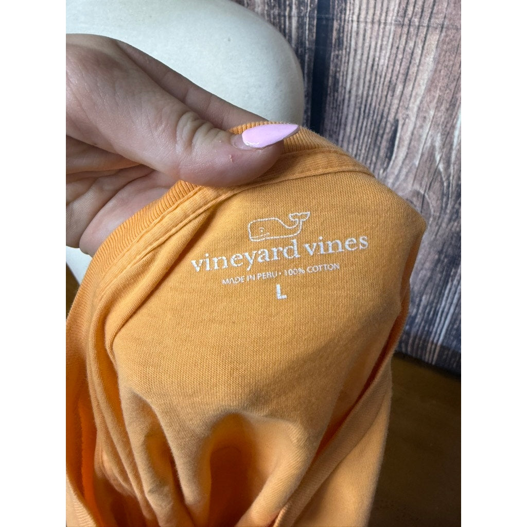 Vineyard Vines Men's Long Sleeve Orange Graphic Pocket T-Shirt Size Large