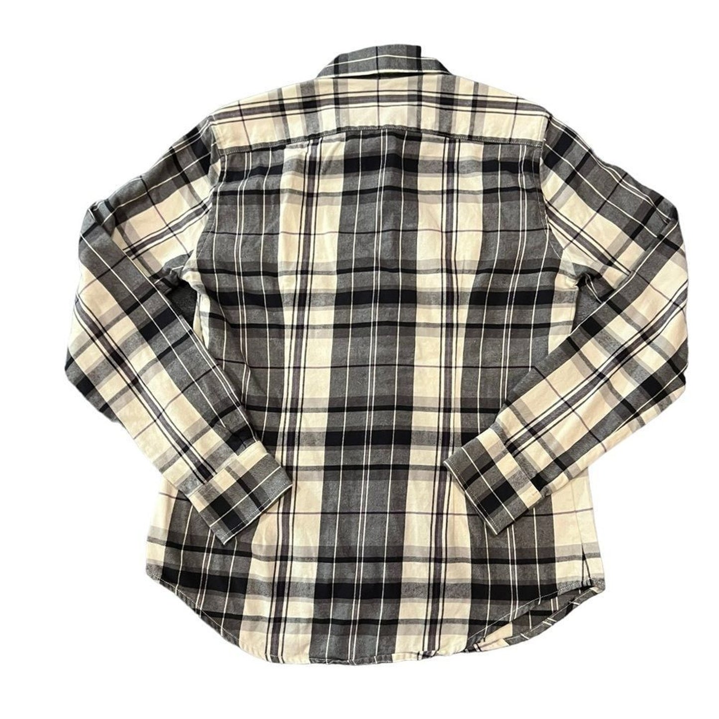 Lauren Ralph Lauren Button-Up Shirt Womens Size Small Plaid Black Cream Long