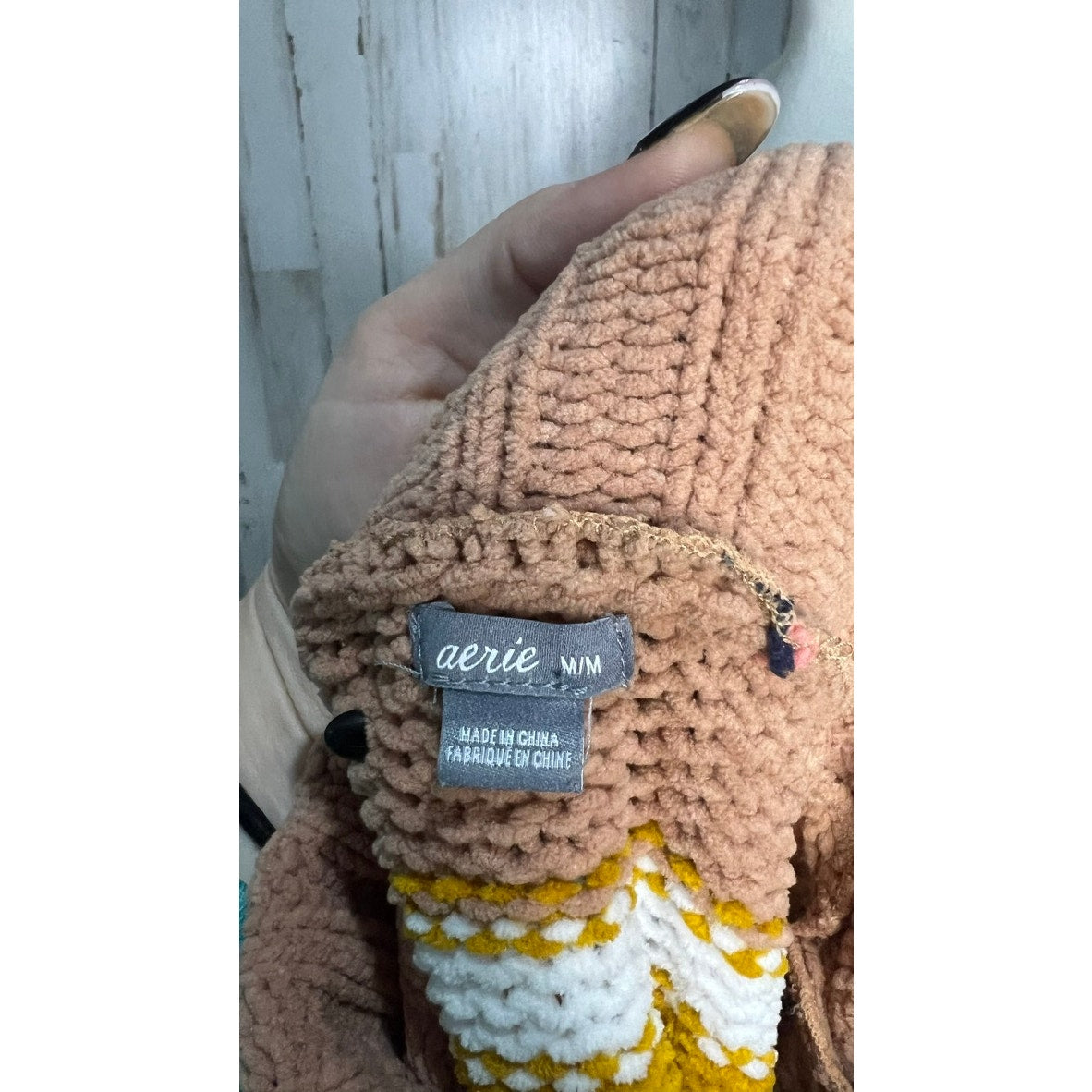 Aerie Women's Medium Multicolor Striped Chenille Turtleneck Sweater