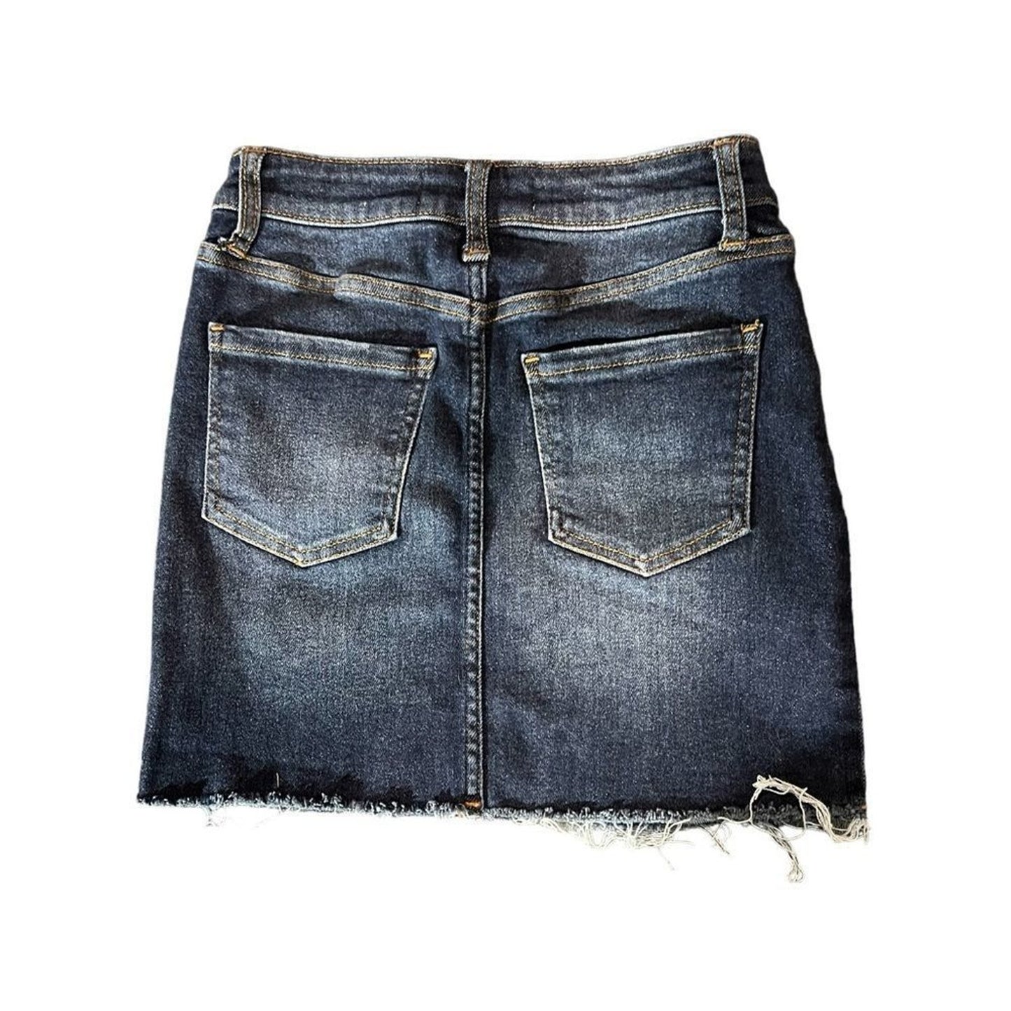 RSQ Collective Skirt Womens Size 0 Blue Dark Wash Denim Mini Raw Hem