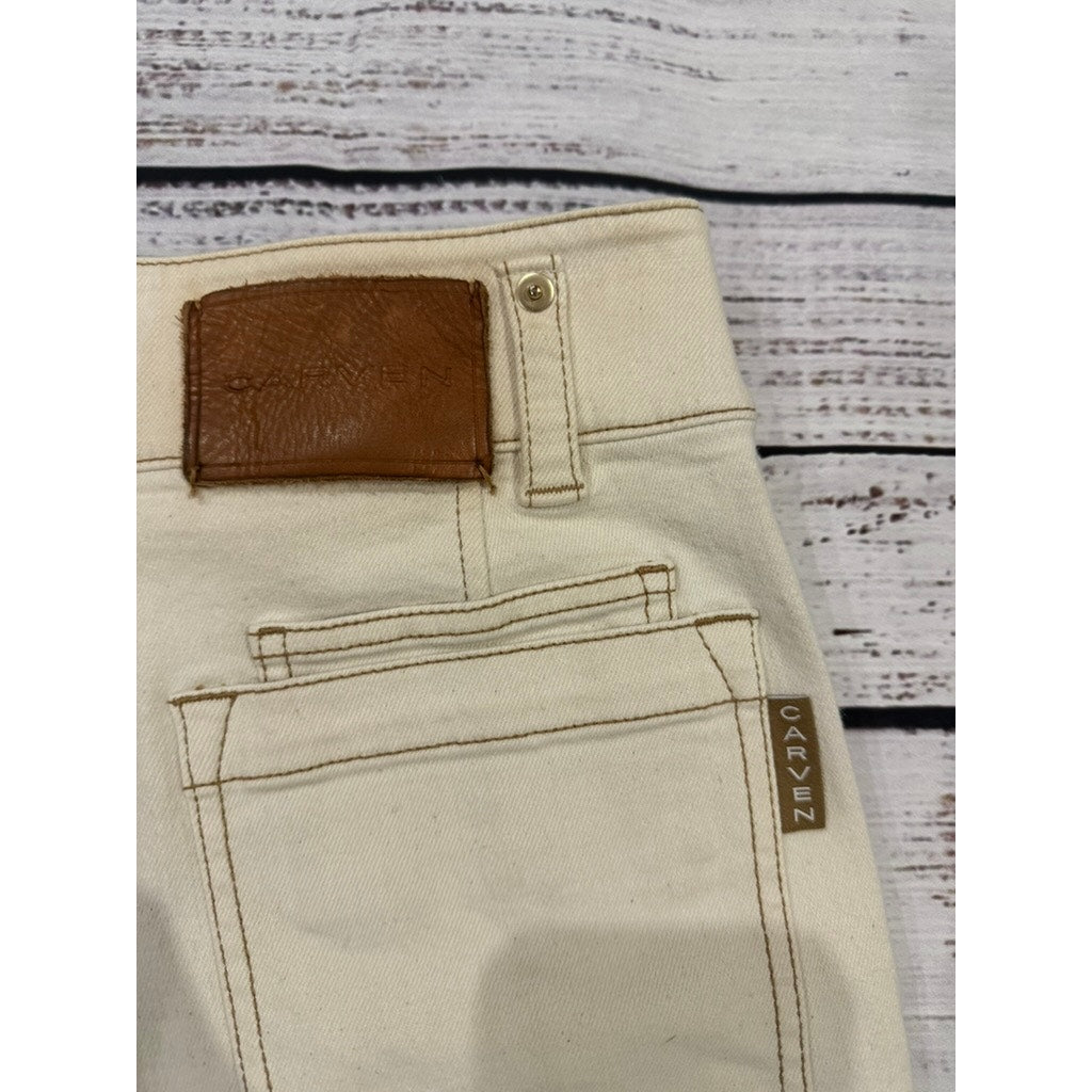 CARVEN Women's Beige Cargo Ankle Denim Jeans Pants Size 2 Straight Leg Casual