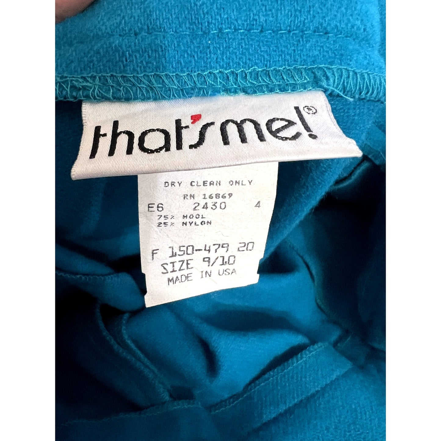 That's Me! Vintage Teal Wool Blend A-Line Midi Skirt Women’s Size 10
