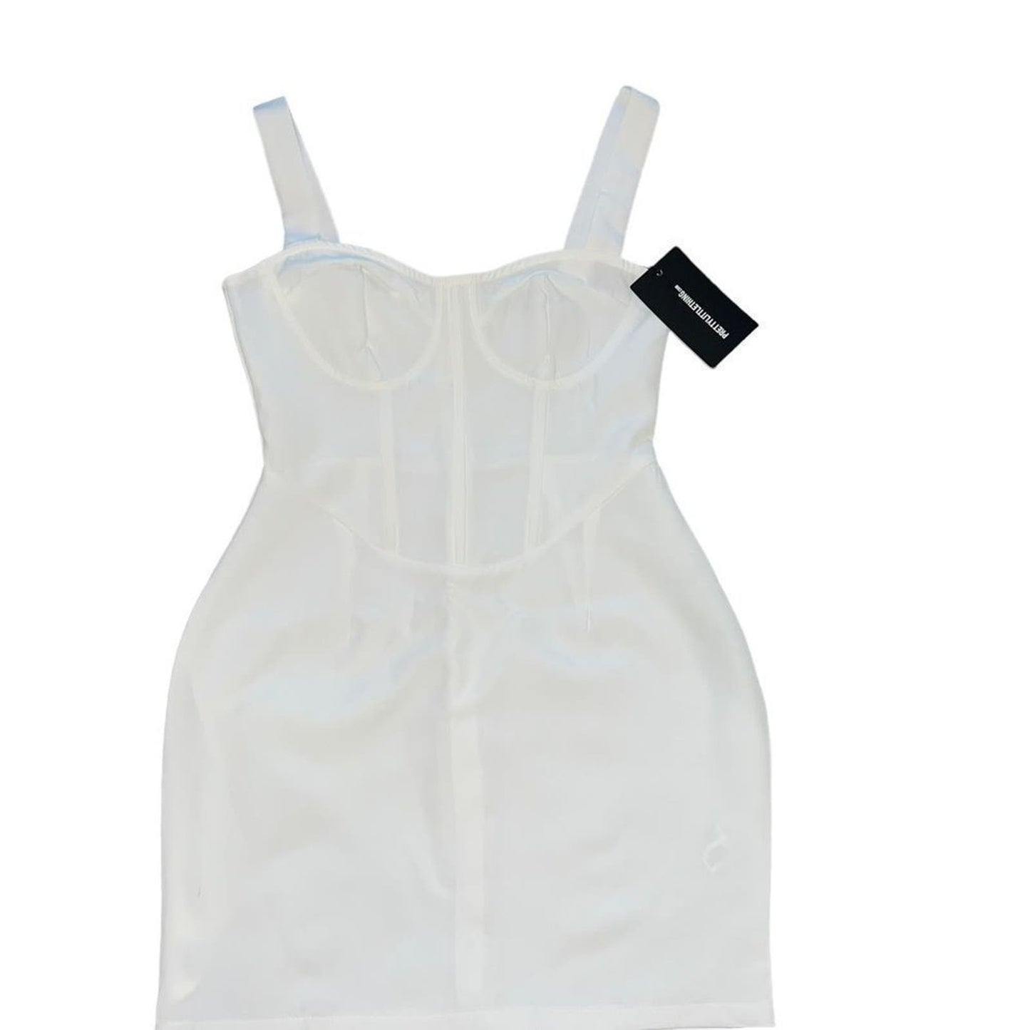 Pretty Little Thing | Shape Cream Woven Cup Detail Bodycon Dress Size 4