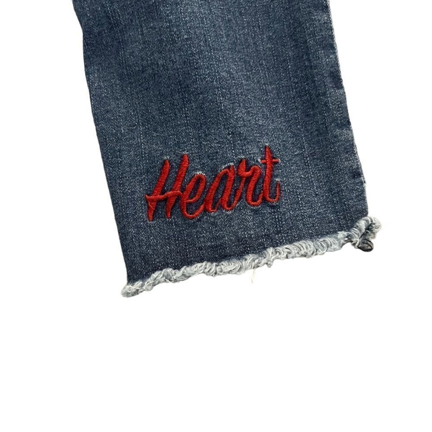 Hudson Jeans Girls Size 16 Blue Medium Wash Bestfriend Embroidered Raw Hem