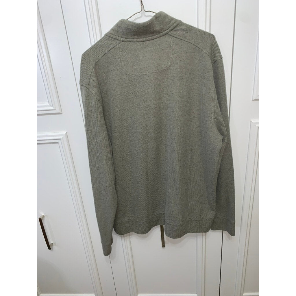 Tommy Bahama Men's XL Olive Green 1/4 button neck Sweater/sweatshirt Long Sleeve Casual