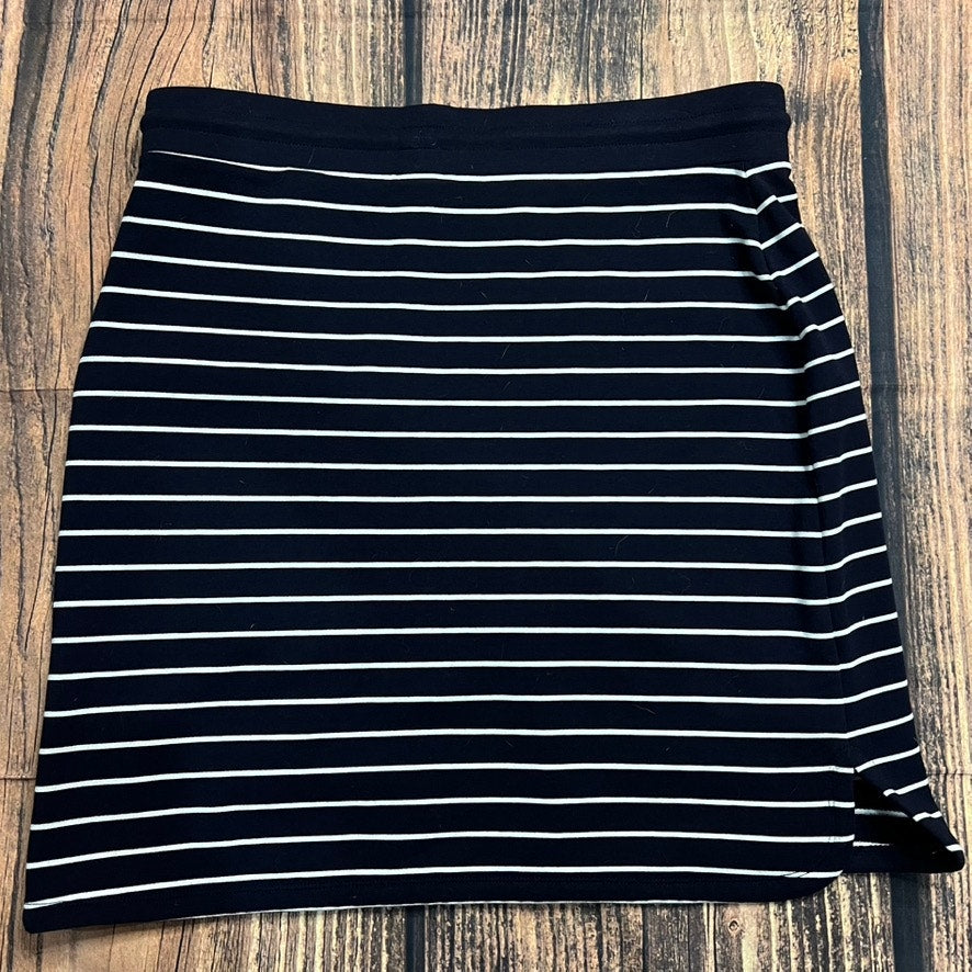 NWT Talbots Women's Large Petite Knee Length Striped Skirt Black White