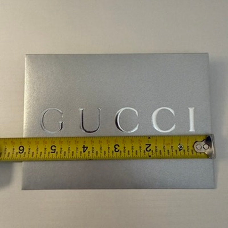 Gucci Envelope Gift Card Holder Silver Metallic Embossed Logo