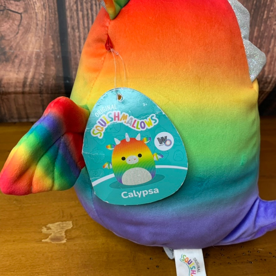 NWT Squishmallows Calypsa Rainbow Dragon Plush 8 in Pride Collection Hang Tag