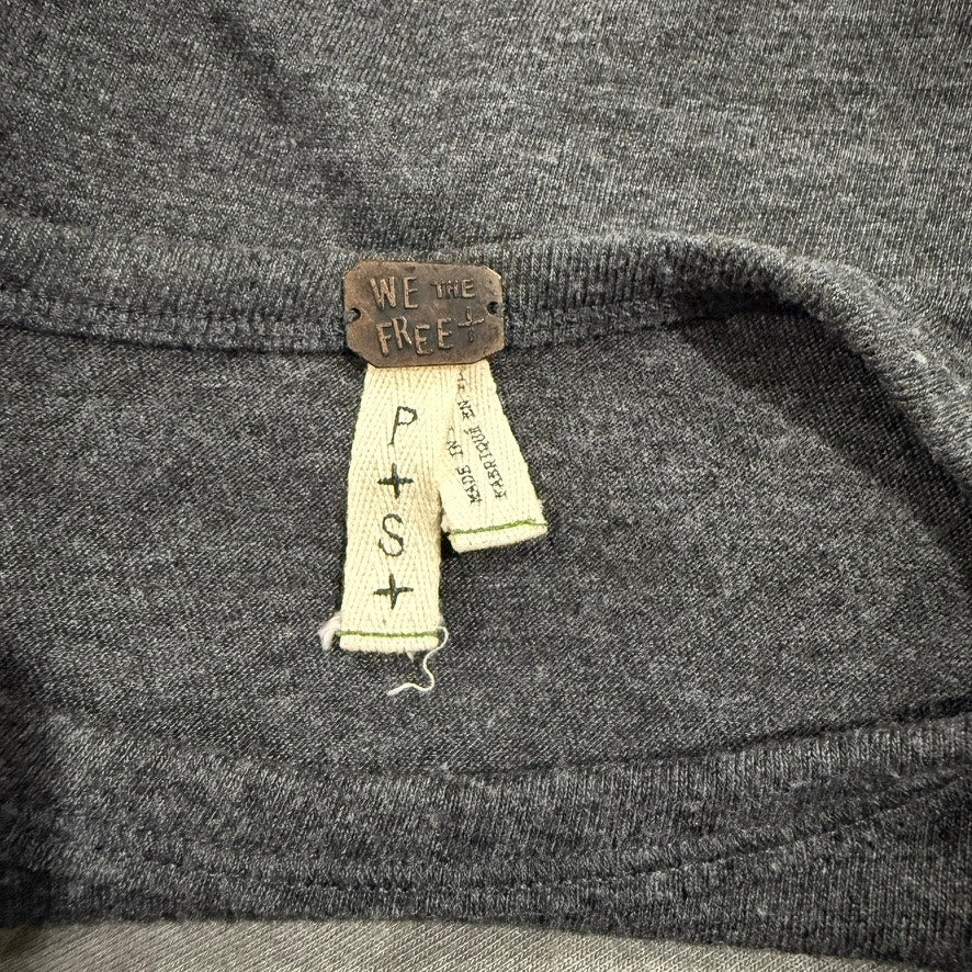 We The Free Women's Gray Colorblock 3/4 Sleeve Blouse Size Small Casual