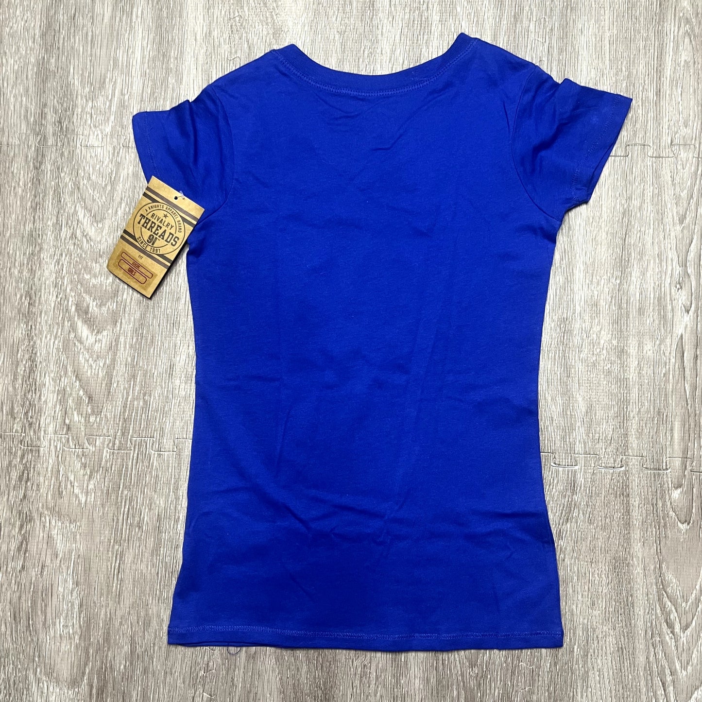 Hampton University Pirates Youth Girls Blue Graphic V-Neck T-Shirt Size Medium