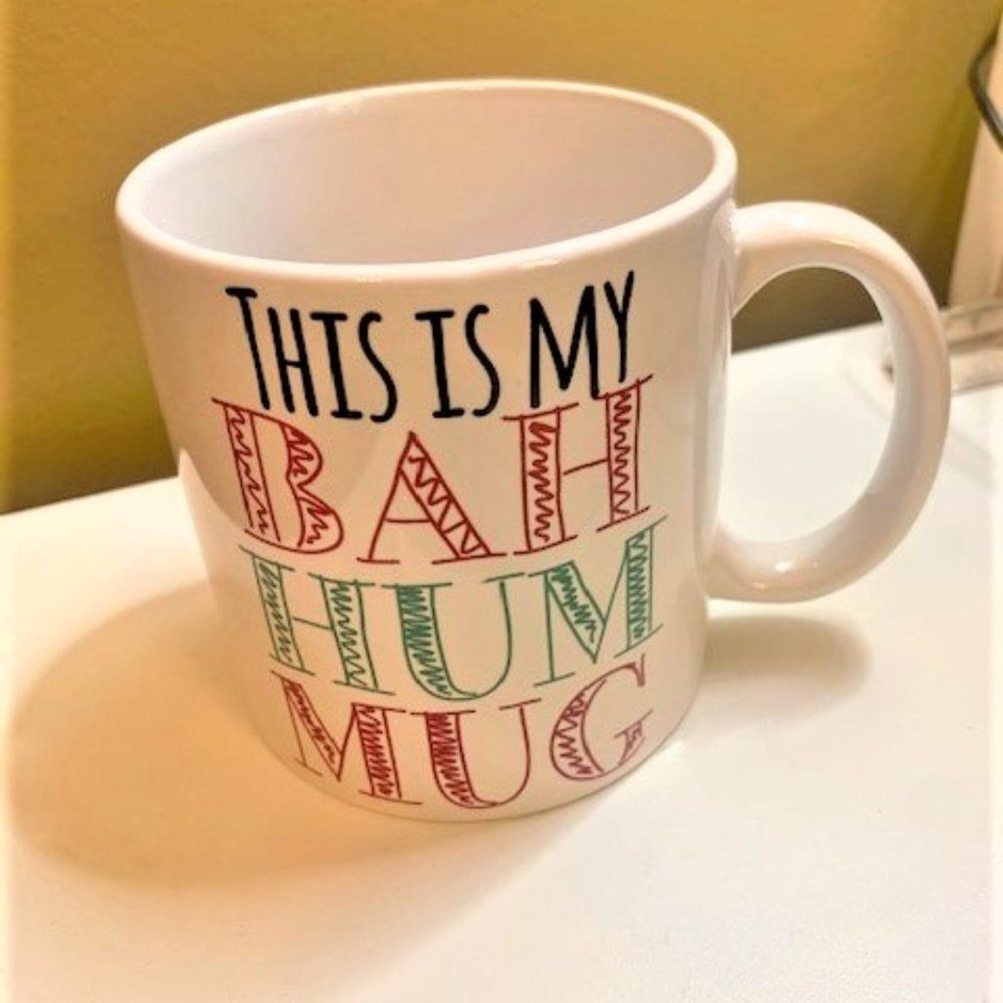 Caribou Coffee Christmas Mug Set of 2 "Bah Hum Mug" & "Merry & Bright"