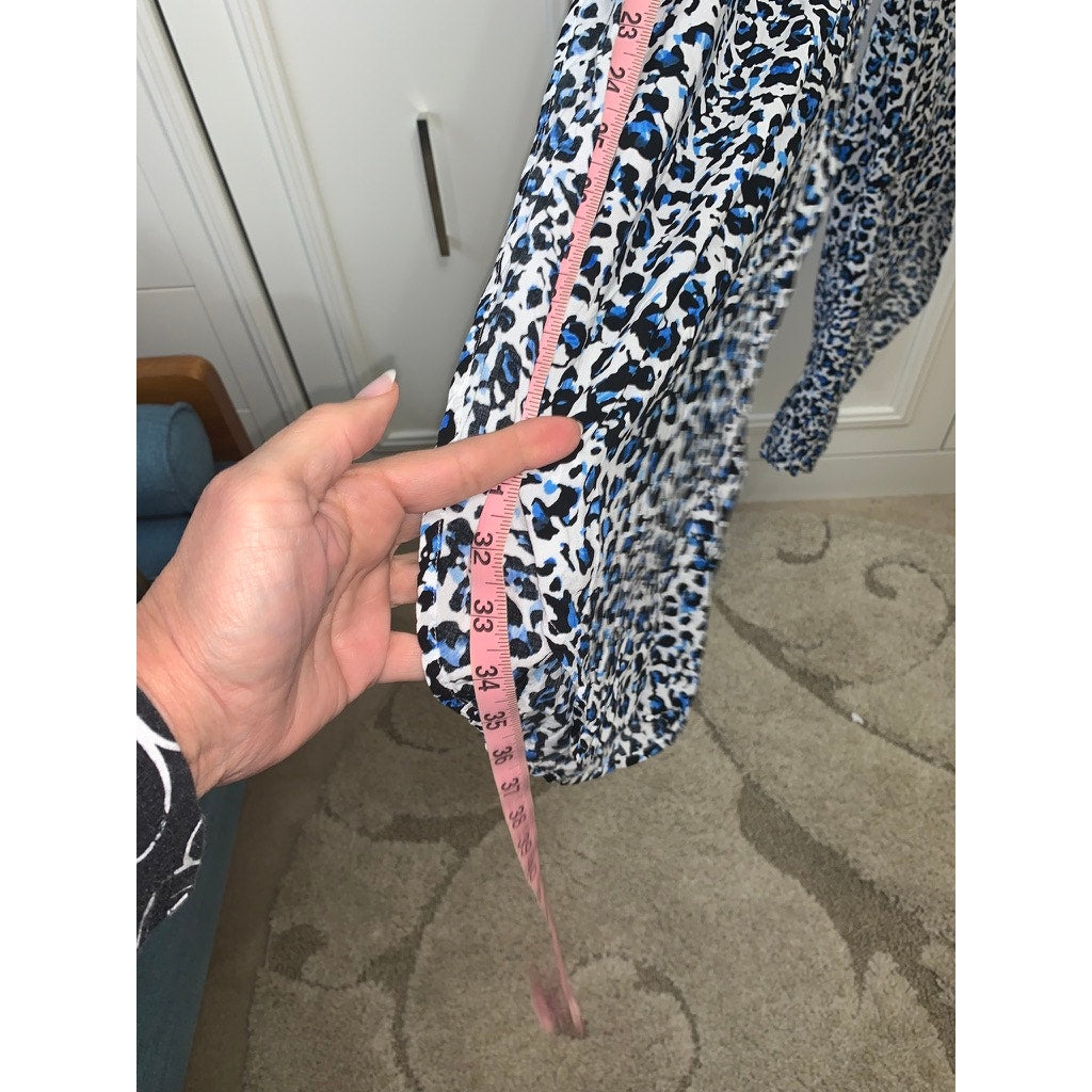 Victoria's Secret Women's Large Blue Leopard Print Wide-Leg Pants Casual