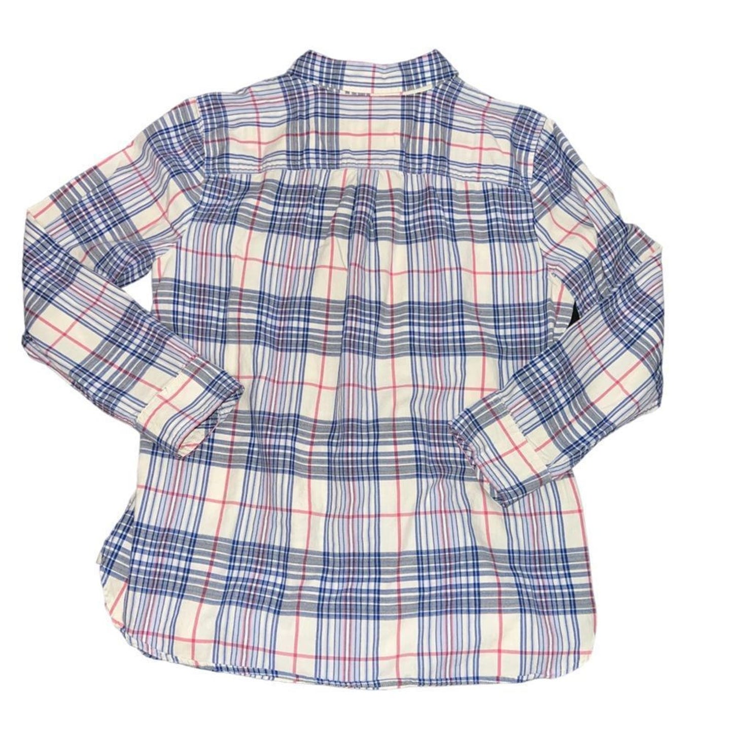 Talbots Womens Size L White/Pink/Blue Plaid Button-Up Shirt