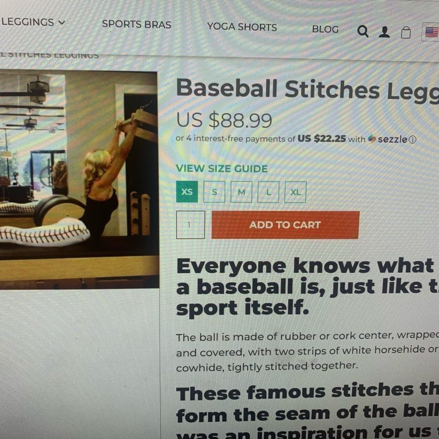 Set 2 Baseball stiches leggings/tank top NWOT