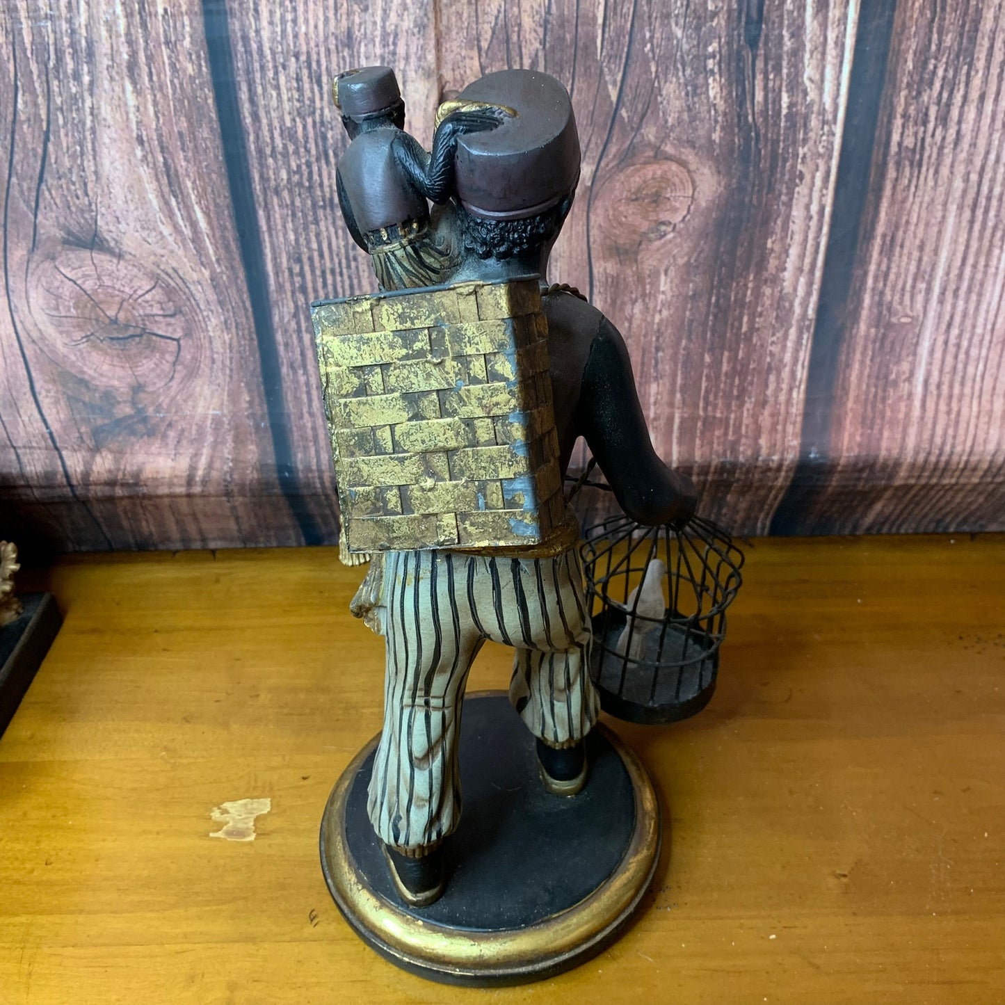 Petite Choses Vintage Blackamoor Statue Birdcage Monkey 13"