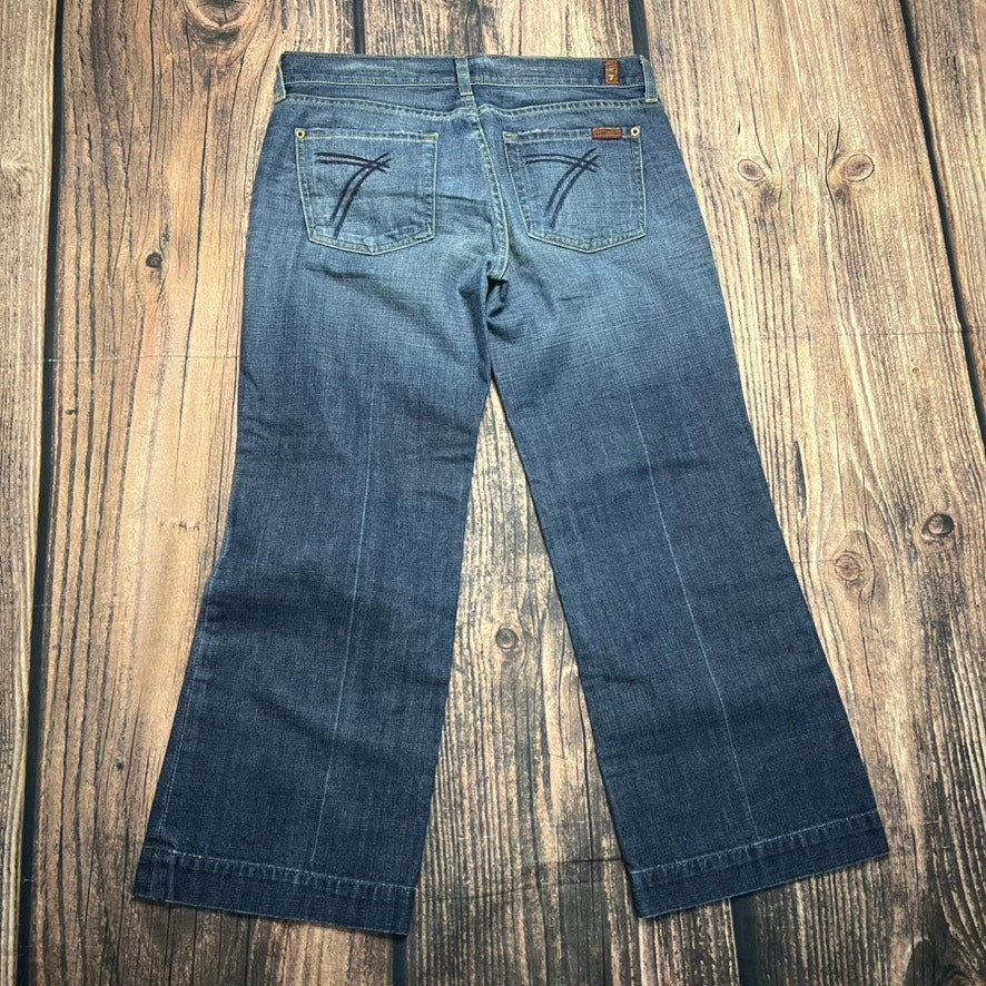 7 For All Mankind Women's Straight Jeans Size 30 Dark Blue Denim