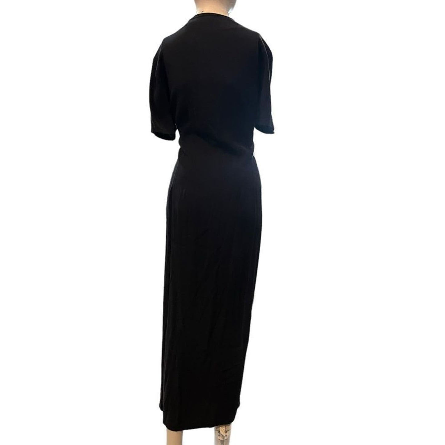 Vintage 90s Halston Button Down Shirt Dress Size 12 Long Navy Blue Maxi Dress