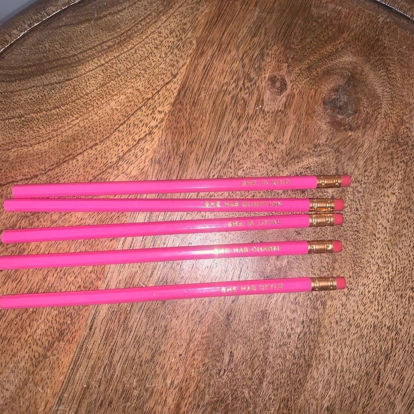 Set 5 SHE HAS STYLE, etc…. pink new pencils