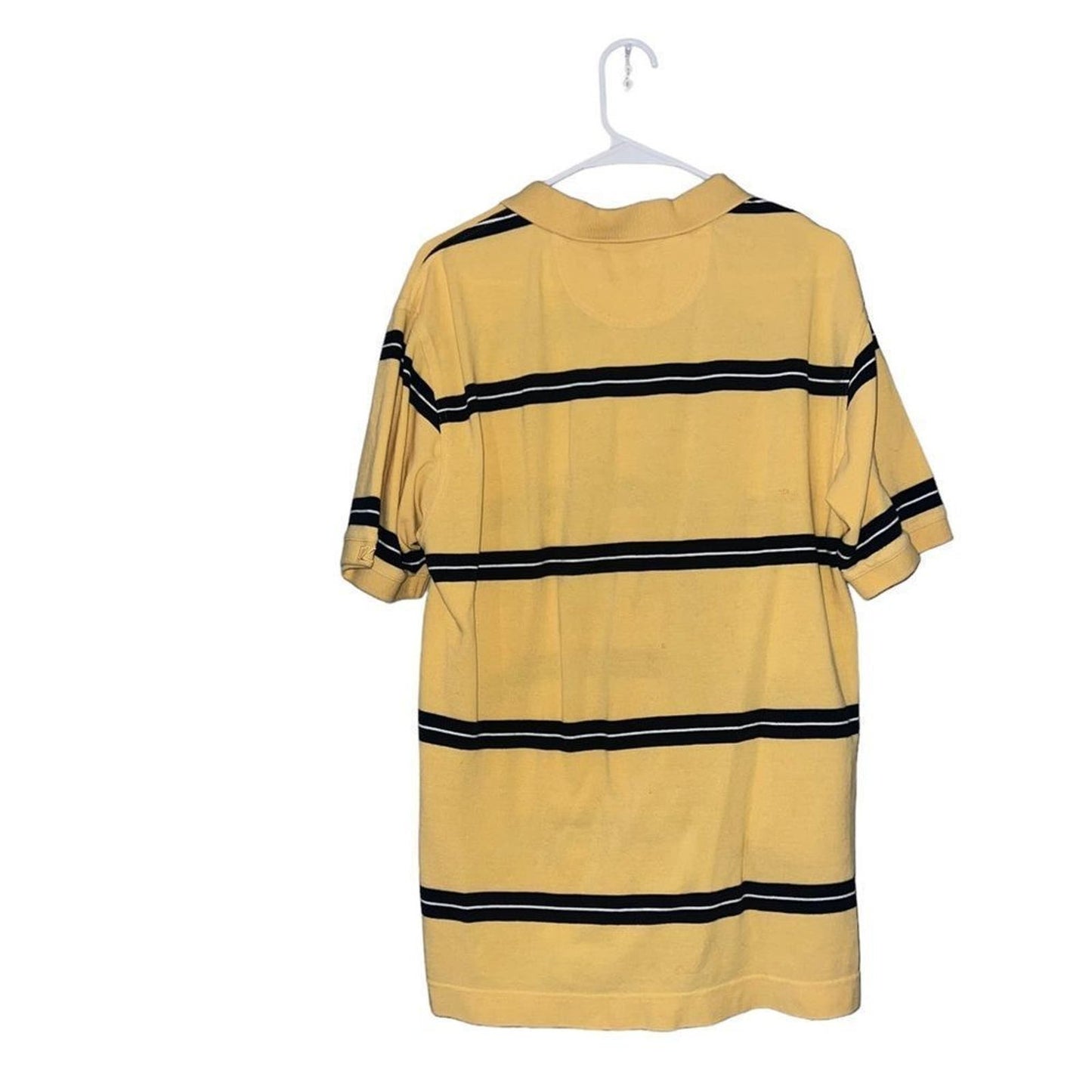 Cutter & Buck Men's Size Large Yellow & Blue Striped Polo