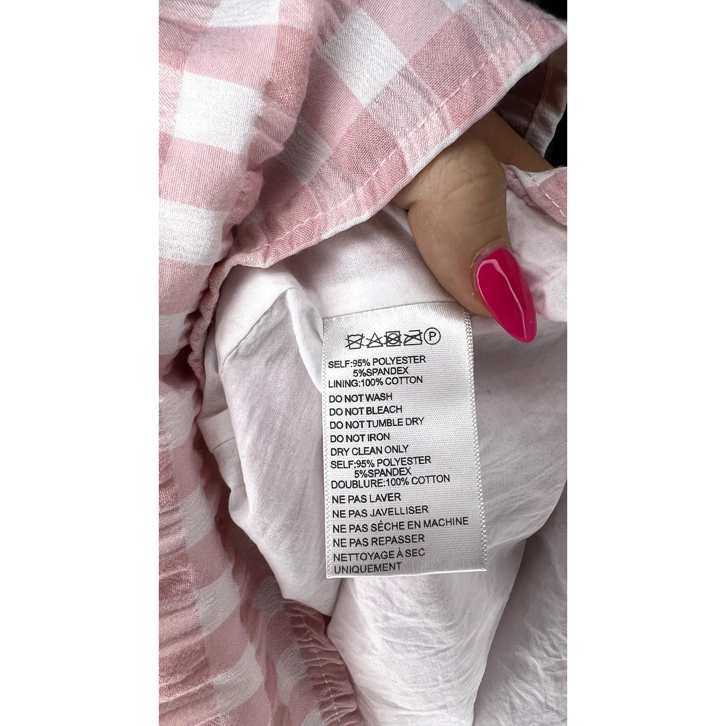 Urban Outfitters Women's Pink Gingham Mini Dress Size Medium Long Sleeve