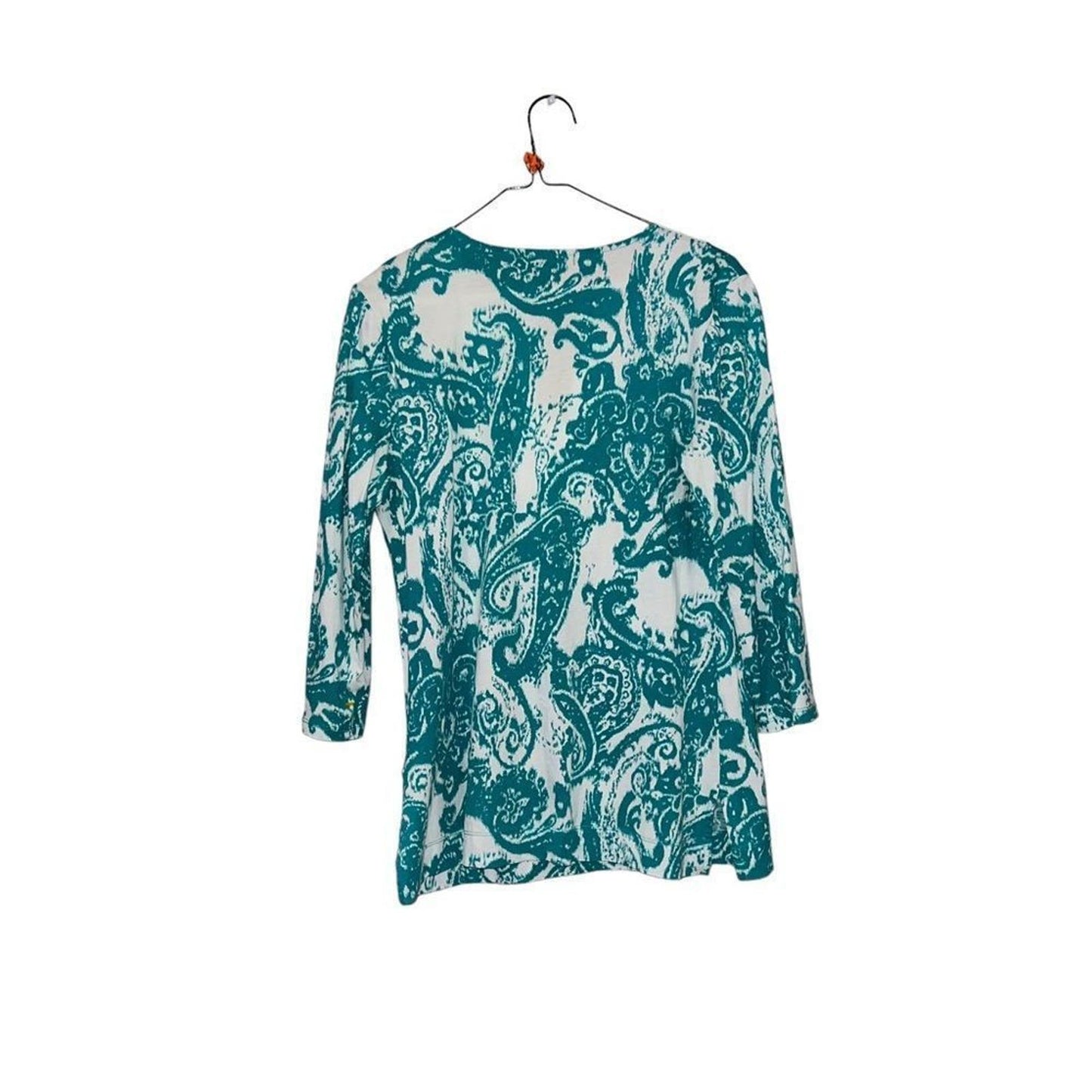 Ralph Lauren, Turquoise and White 100% Cotton Tunic Blouse Size Medium