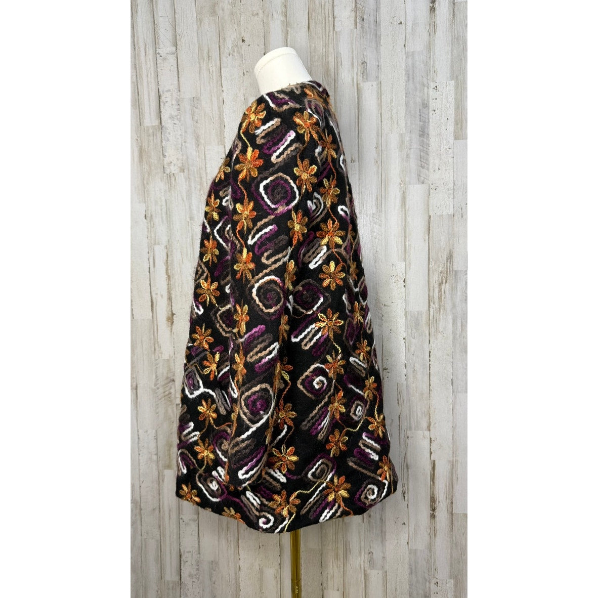 Anthropologie Women's XS Floral Embroidered Overcoat Multicolor Casual