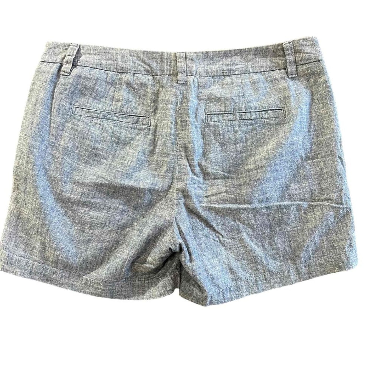 Merona Chino Shorts Womens Size 8 Blue Chambray Mid Rise Cuffed Hem