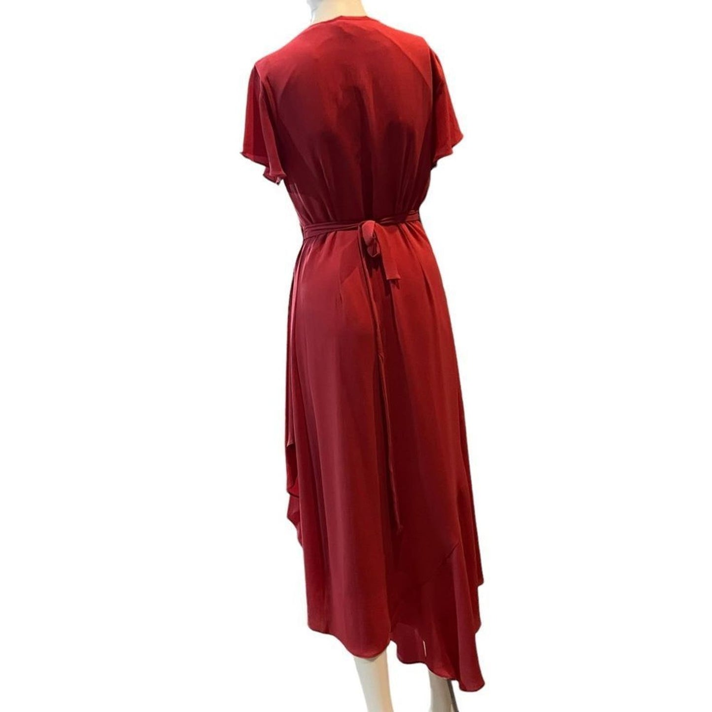 Halston Women’s Rose Pink Short Sleeve V-Neck Wrap Maxi Dress Size Small