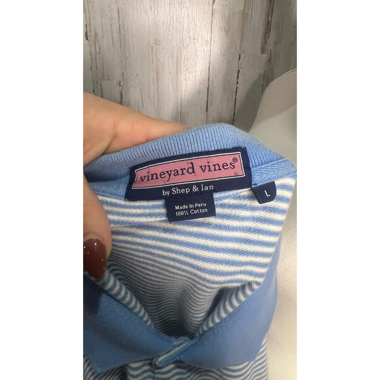 Vineyard Vines Men's Striped Polo Shirt Blue Size Large Short Sleeve Casual