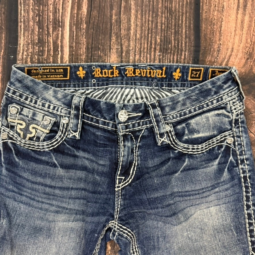 Rock Revival Janelle Women's Straight Jeans Size 27 Blue Medium Wash