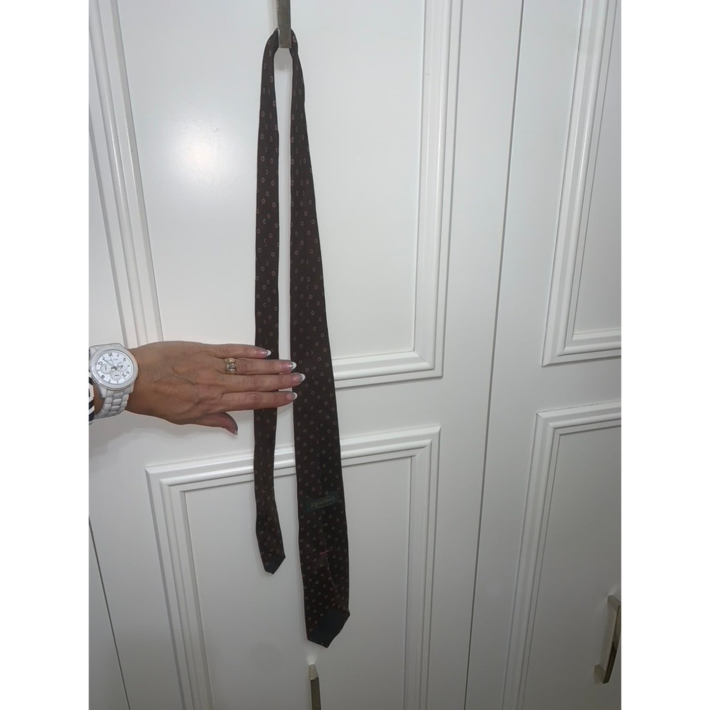 Vintage Resilio Men's Brown Polka Dot Designer Neck Tie