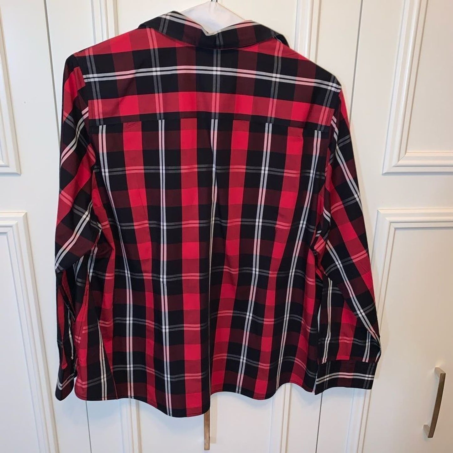 Investments Gold Label Red Plaid Button Front Shirt 16W