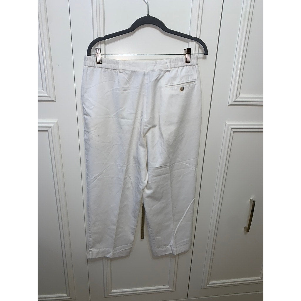 Talbots Petites Women's Size 12 White Straight Leg Cropped Dress Pants