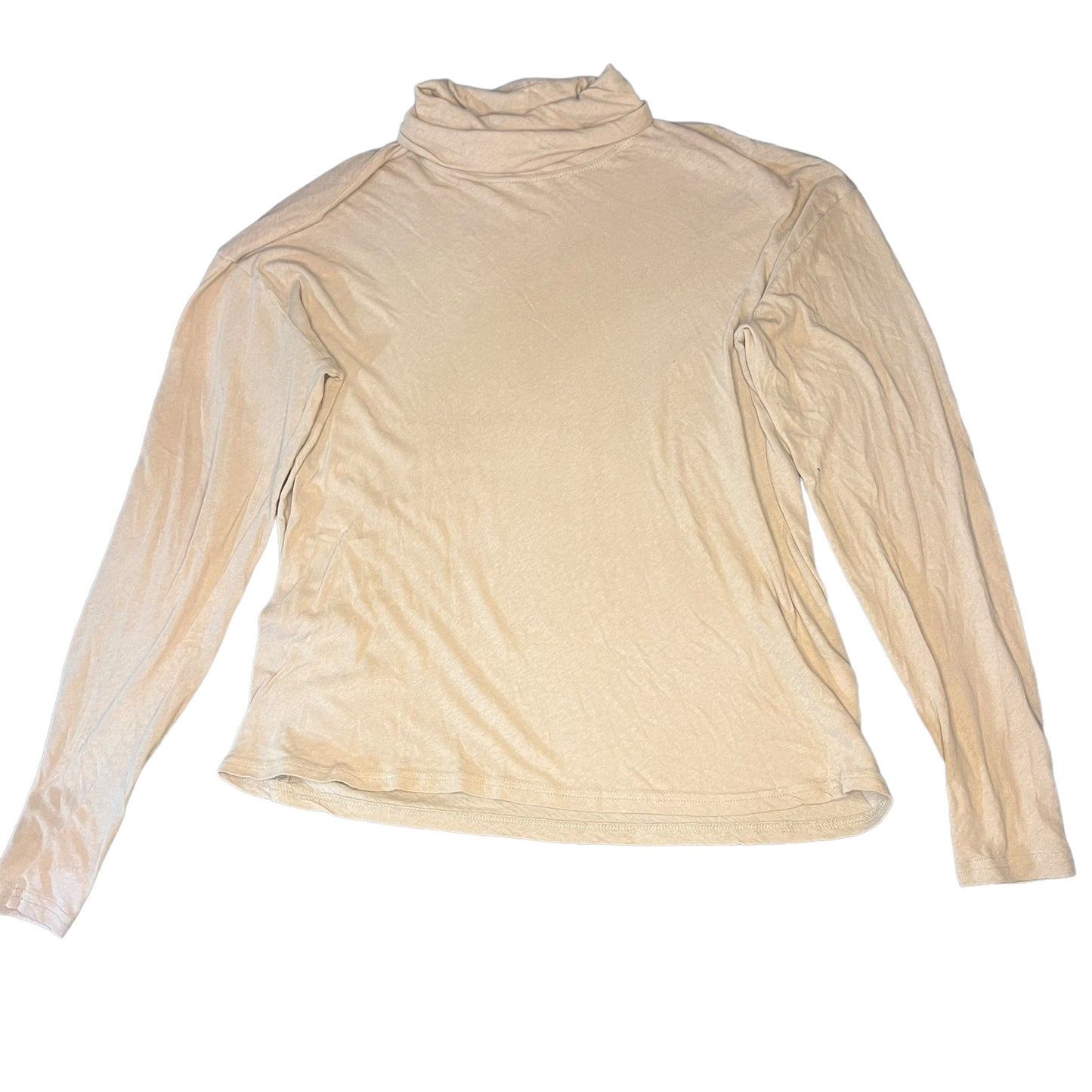 Everlane Women's Small Beige/Tan Turtleneck Long Sleeve Basic Top