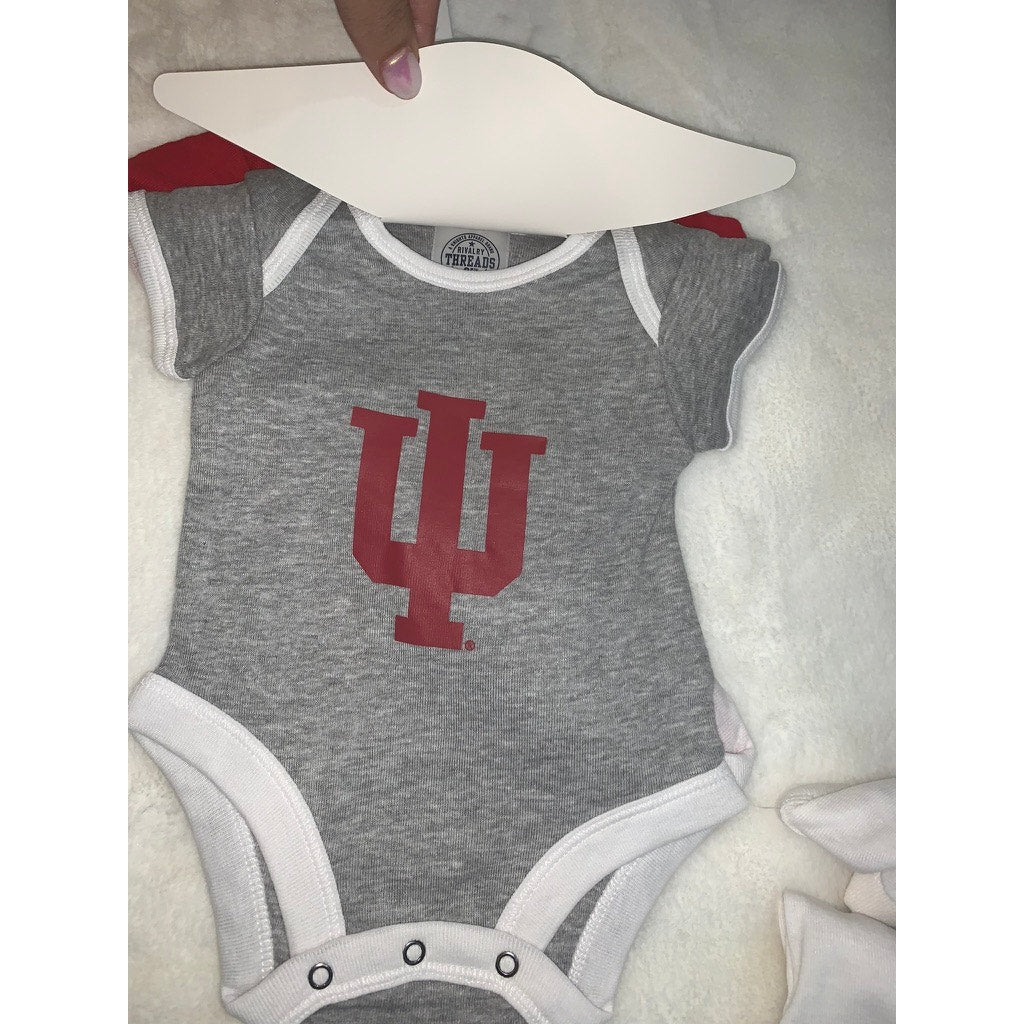 NWT Indiana Hoosiers Baby 0-3 Months Multicolored Onesie Bodysuit 3-Pack Set