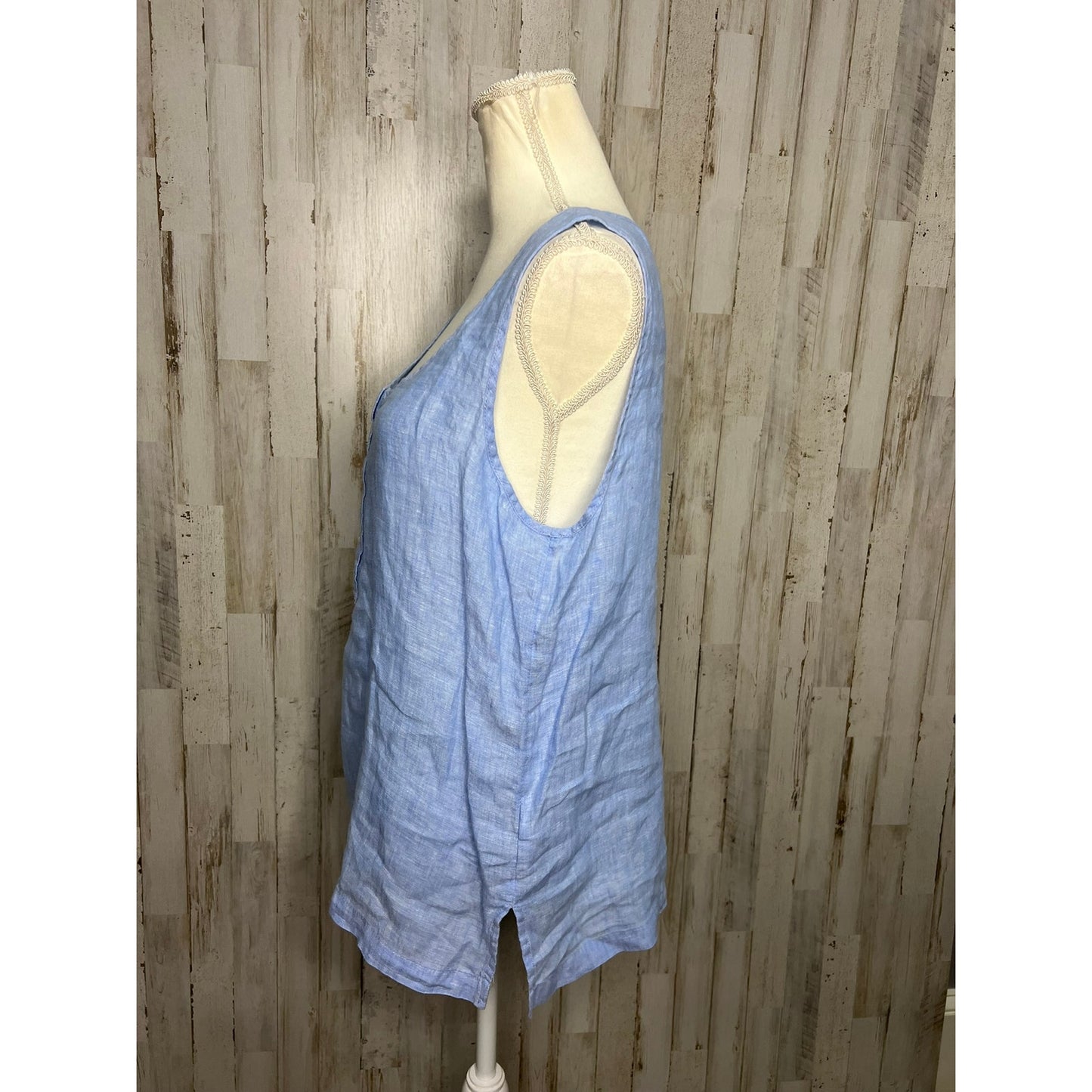 Jones New York Women's Blue Linen Sleeveless Tank Top Size Large Casual