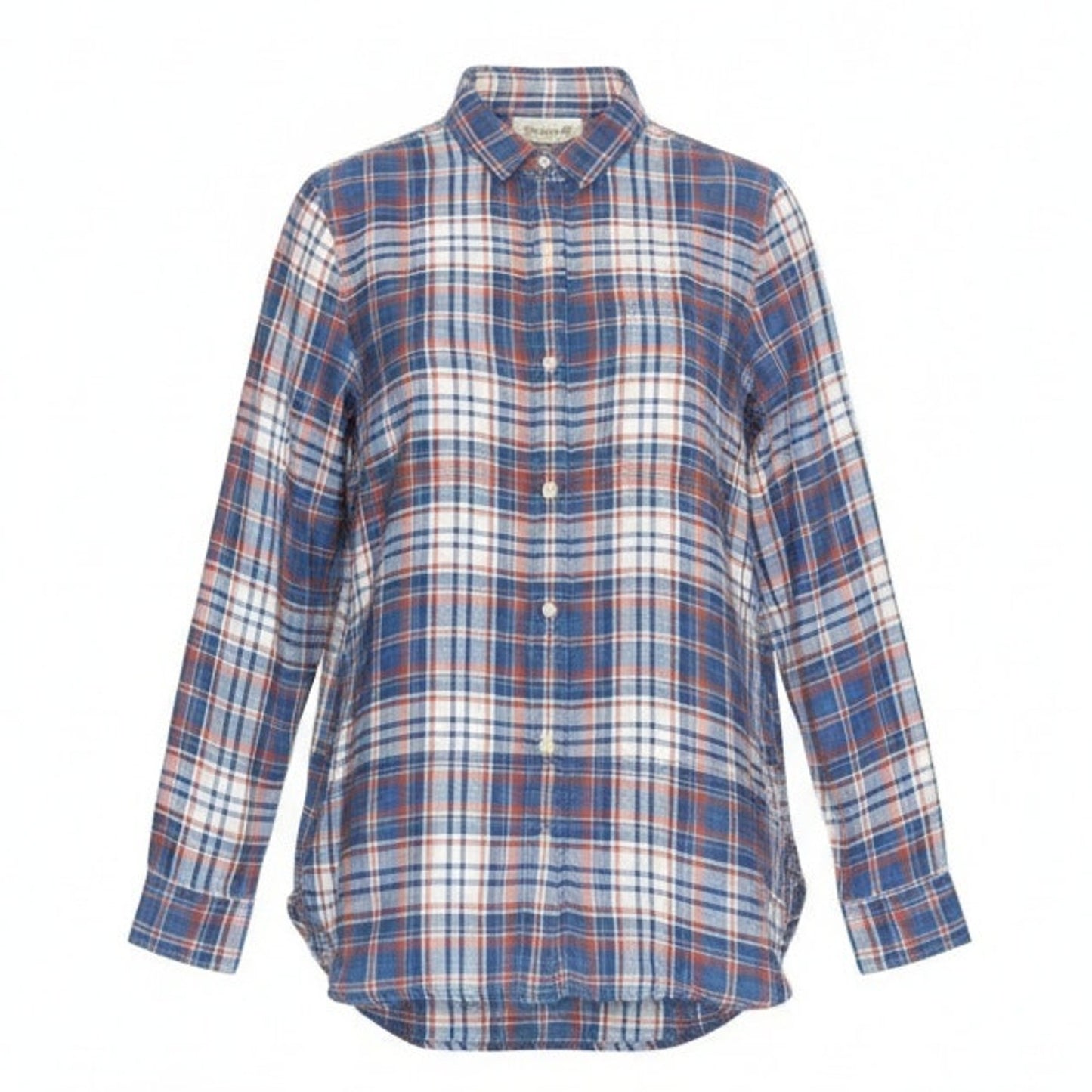 Madewell Button-Up Shirt Womens Size Small Plaid Long Sleeve Blue Orange White