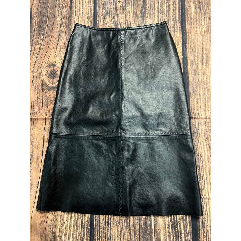 Old Navy Women's Black Leather Midi Pencil Skirt Size 1 Casual