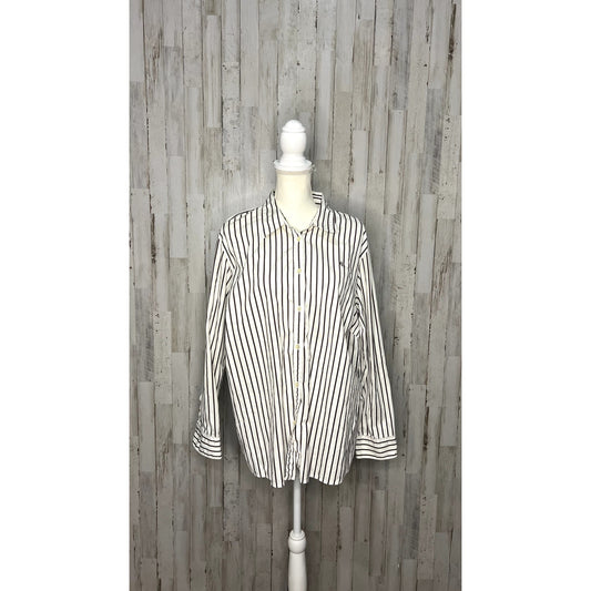 Lauren Ralph Lauren Women's Striped Button-Down Shirt 2X Multicolor Long Sleeve