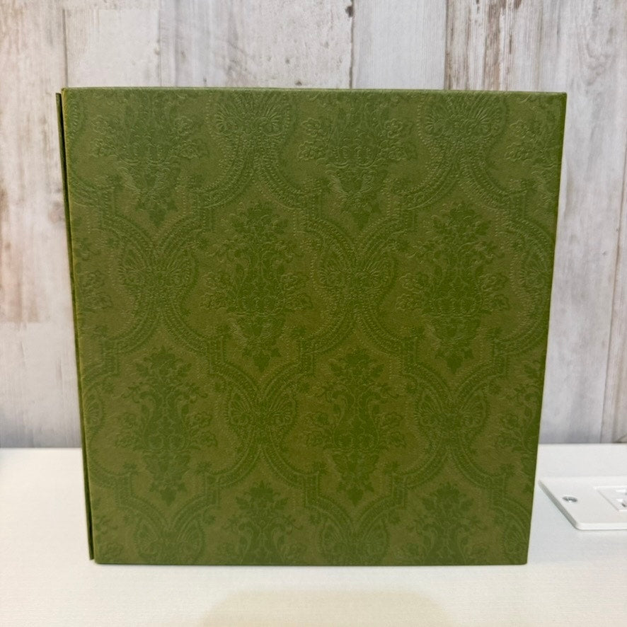 Gucci Gift Storage Box Empty Olive Green Embossed Magnetic Hinged