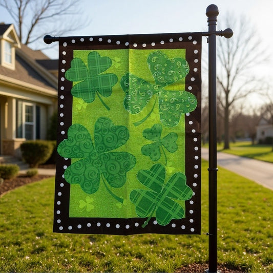 Shamrock Summit St. Patrick's Day Double-Sided Garden Flag Green