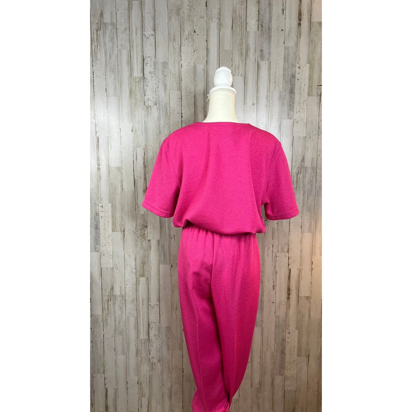 Vintage Cathy Daniels Women's Medium Hot Pink Sparkle Top & Pants Outfit Set