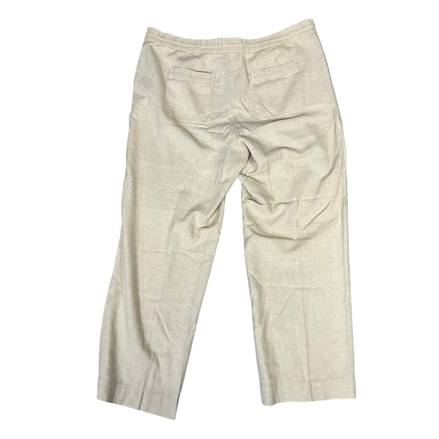 Talbots Women's Linen Pants Size 10 Beige Straight Leg Drawstring Waist