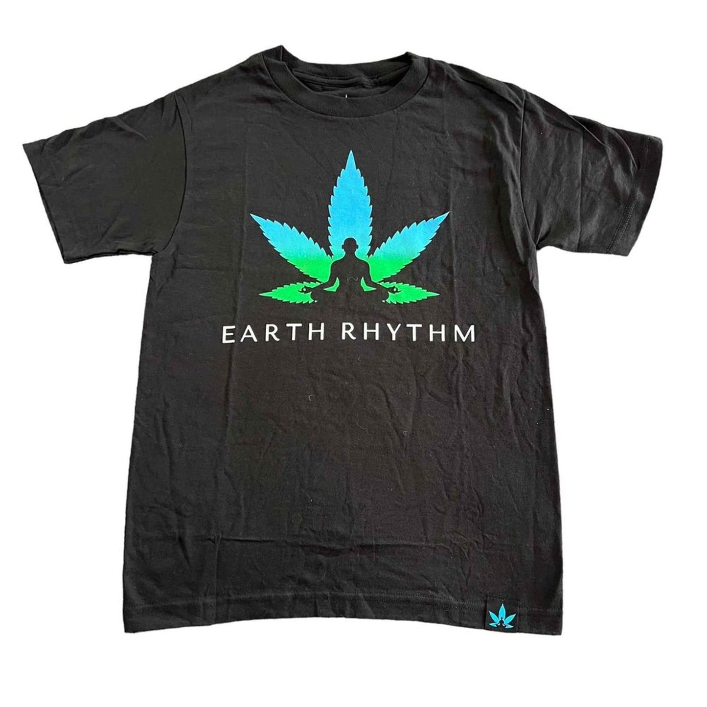 Earth Rhythm Men's Black Graphic Print Crew Neck Short Sleeve T-Shirt Size Small